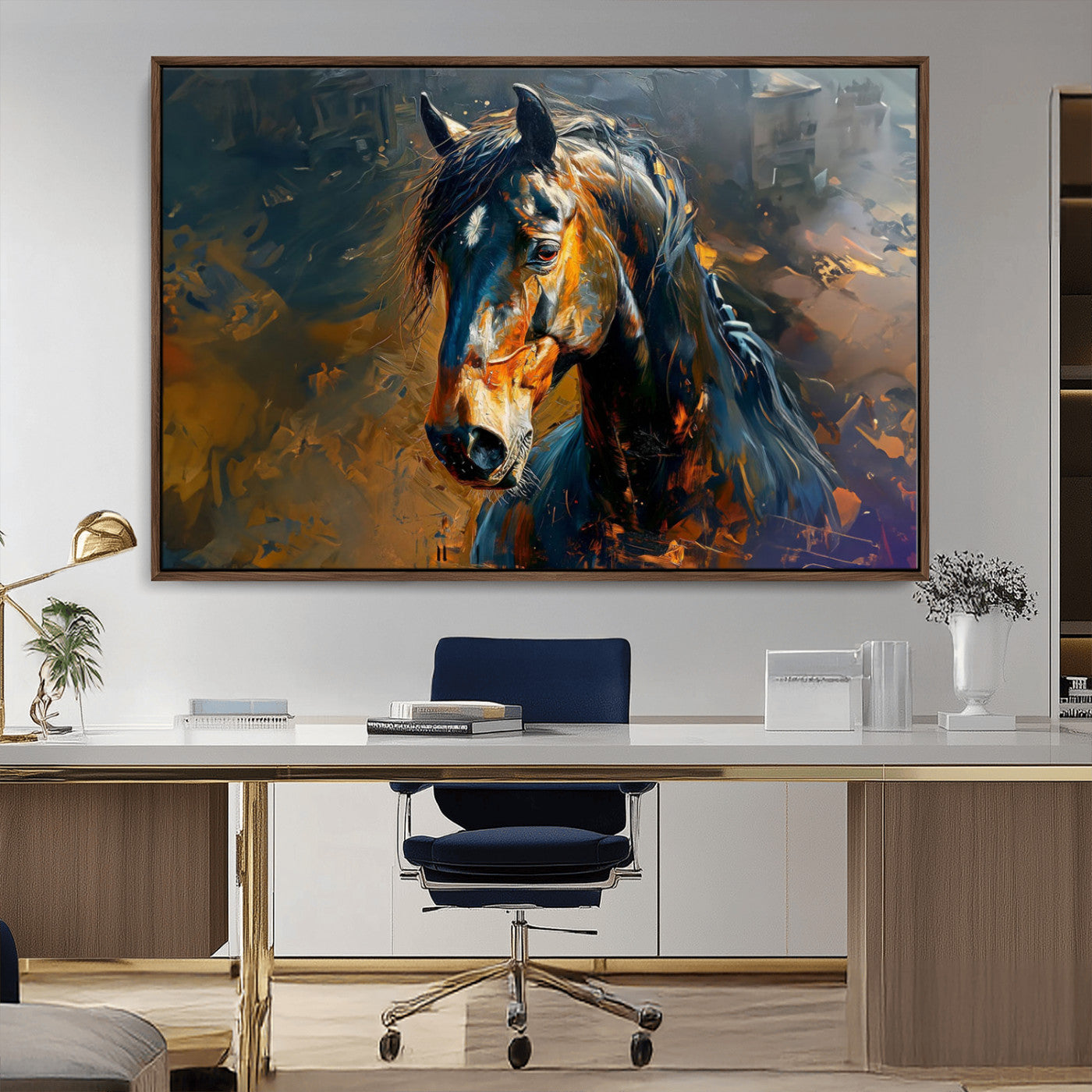 MGV-FC-36X24 - Abstract Horse Wall Art Canvas Print | Farmhouse Wall Decor | Western Cabin Art | Rustic Horse Decor