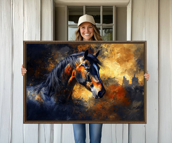 Abstract Horse Art Print - Abstract Canvas Wall Art | Perfect for Rustic Farmhouse, Modern, or Equestrian Wall Decor | Horse Lovers Home Decor
