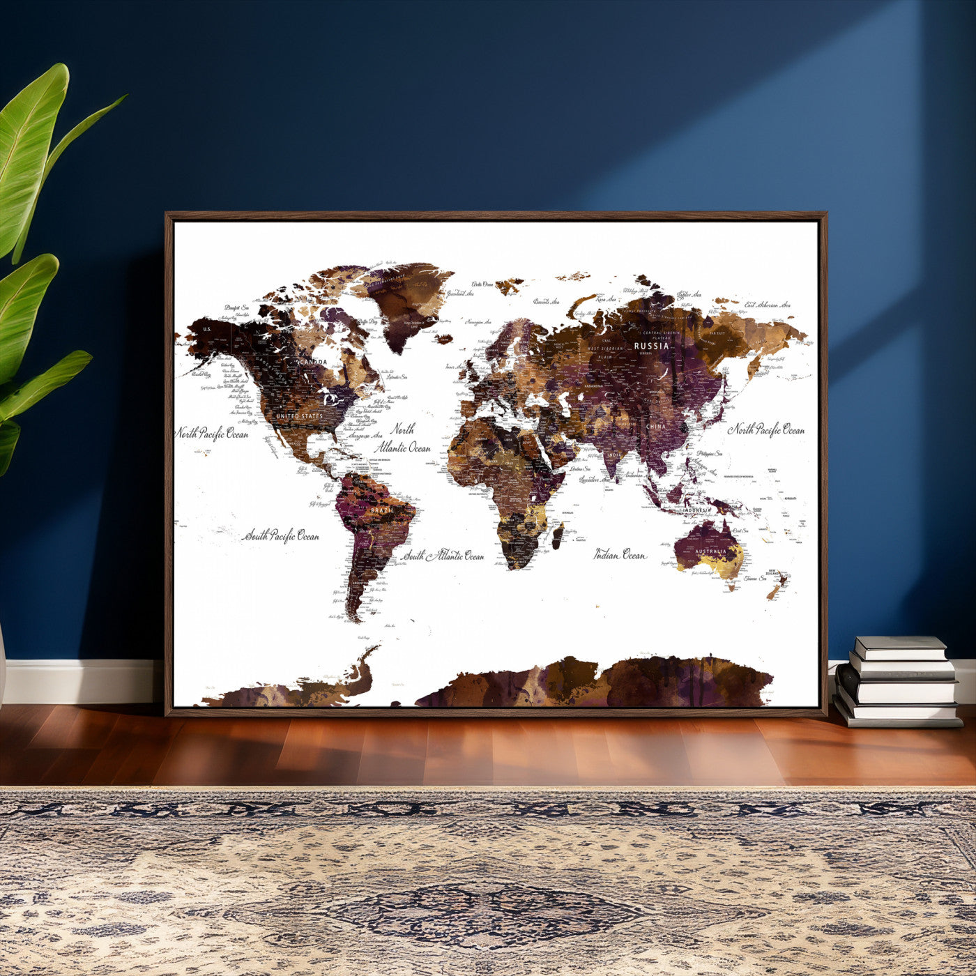 50611-MGV-CV-36X24 - Push Pin World Map Canvas Print – Framed Wall Art for Couples to Track Their Travels – Anniversary