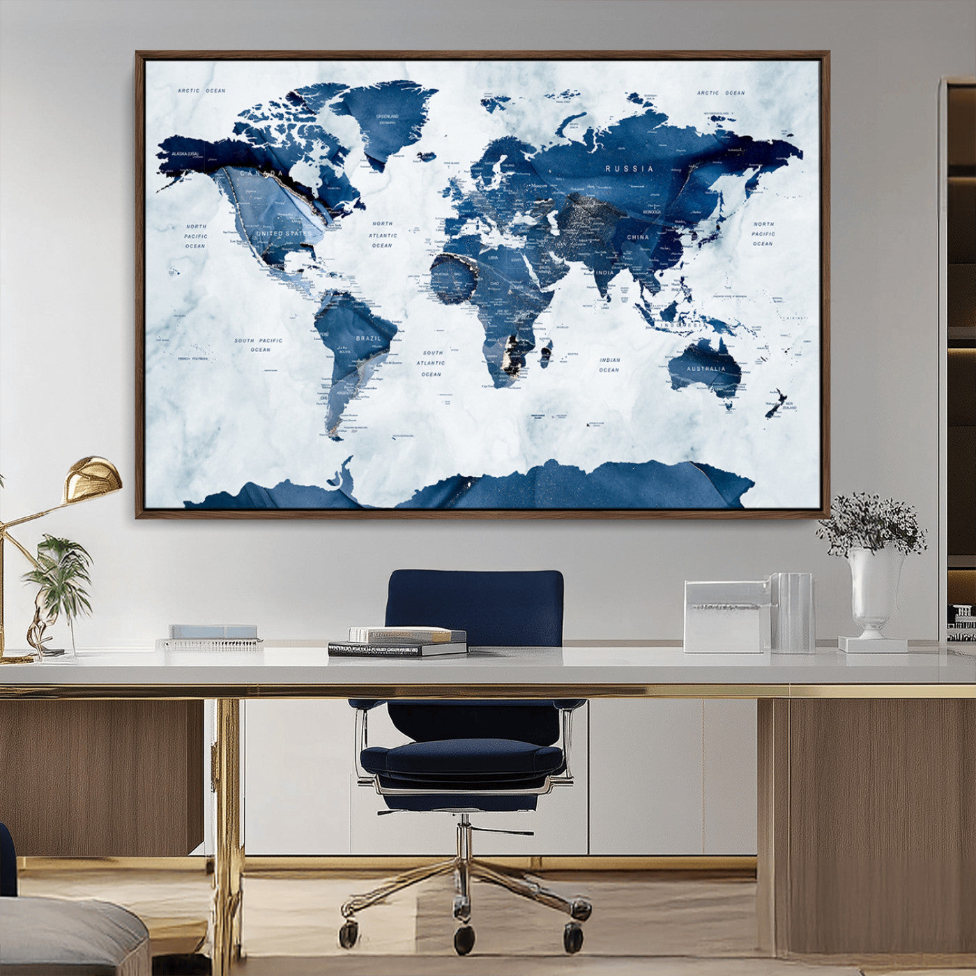MGV-FC-36X24 - Push Pin World Map Canvas Print – Framed Wall Art for Couples to Track Their Travels – Anniversary