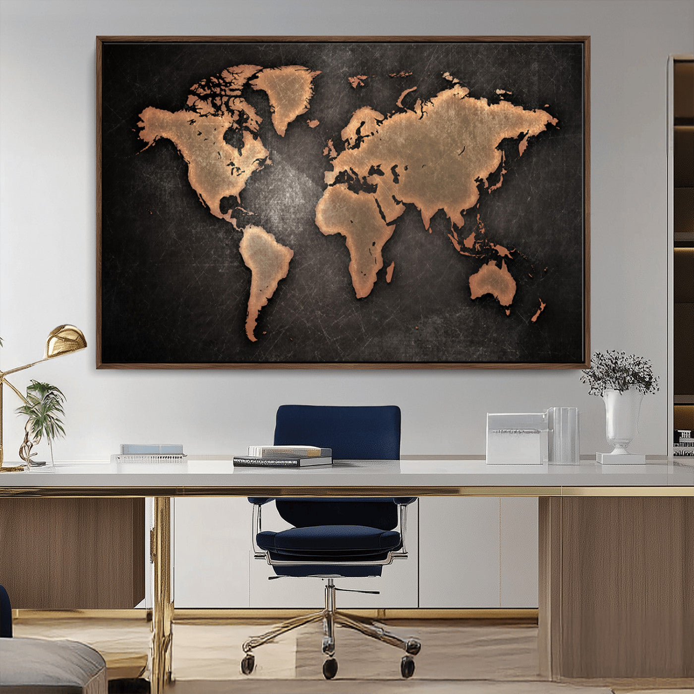 MGV-FC-36X24 - Push Pin World Map Canvas Print – Framed Wall Art for Couples to Track Their Travels – Anniversary