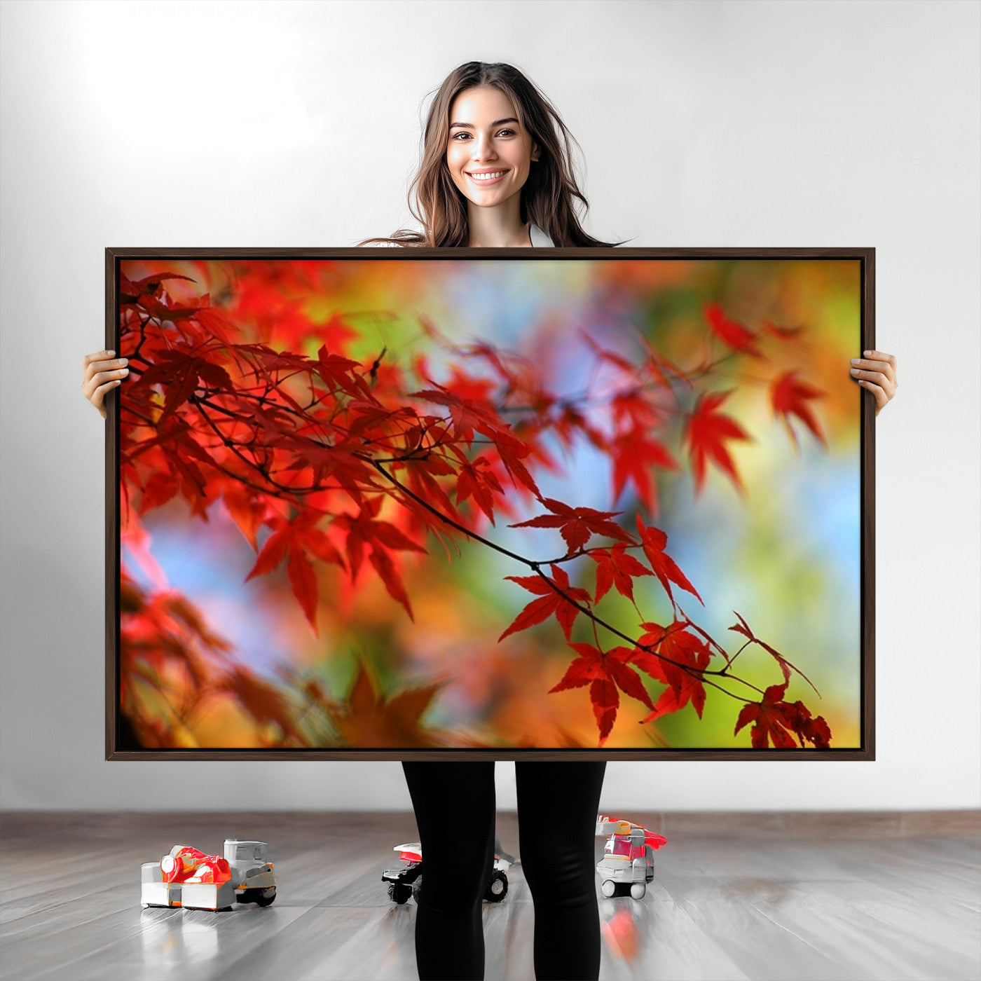 68946-MGV-CV-36X24-Red Leaves Autumn Forest Wall Art Canvas, Red Leaves Autumn Forest Canvas Print