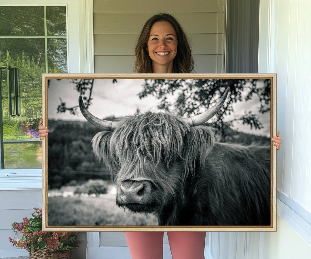 The Highland Cow Wall Art Canvas Print is displayed.