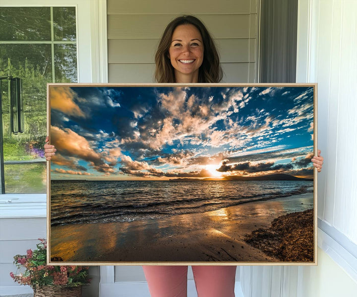 Beach Wall Art - Ocean Sunset Canvas.