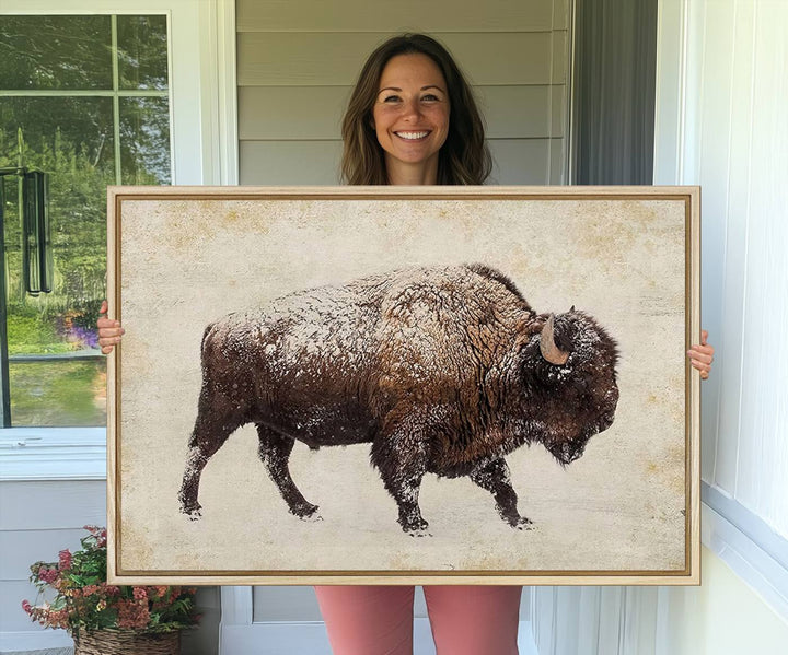 Buffalo Wall Art above a sideboard.