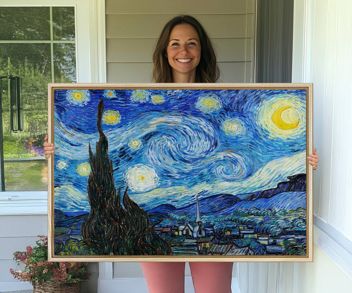 A canvas print of The Starry Night, offering museum-quality art, ready to hang.