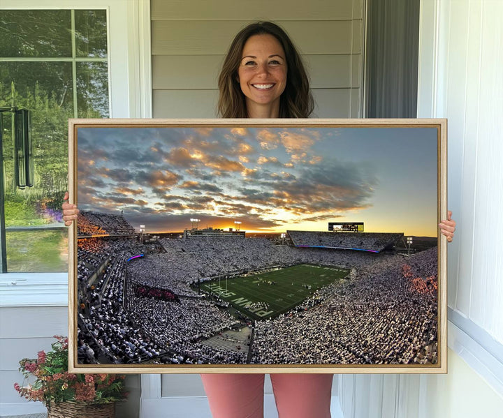 Enhance your dining area with team spirit by mounting the Beaver Stadium Wall Art, capturing sunsets in elegant style.