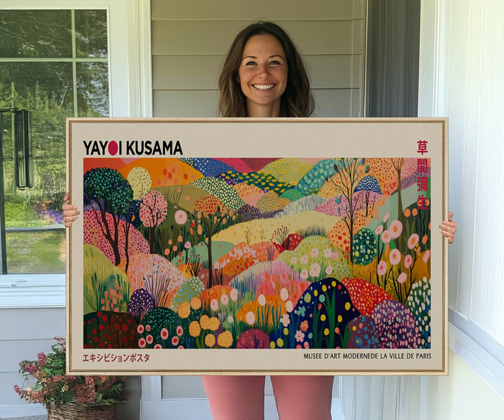 Framed Yayoi Kusama 1986 wall art print.