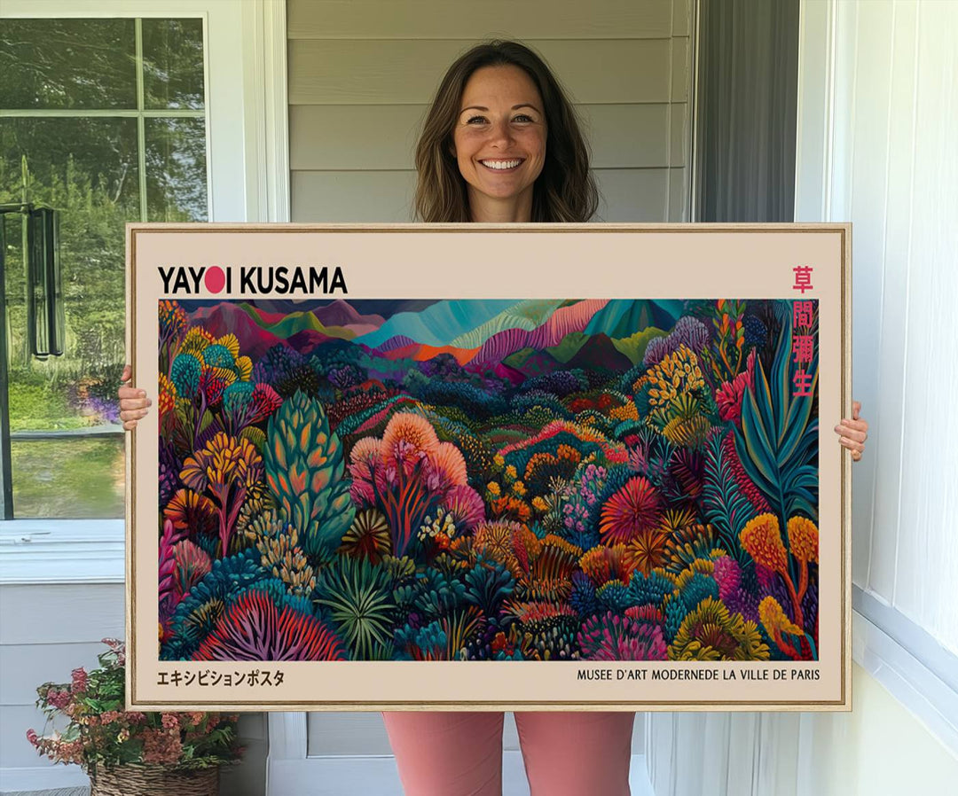 The Yayoi Kusama Wall Art Canvas Print features Japanese Wabi Sabi aesthetics.