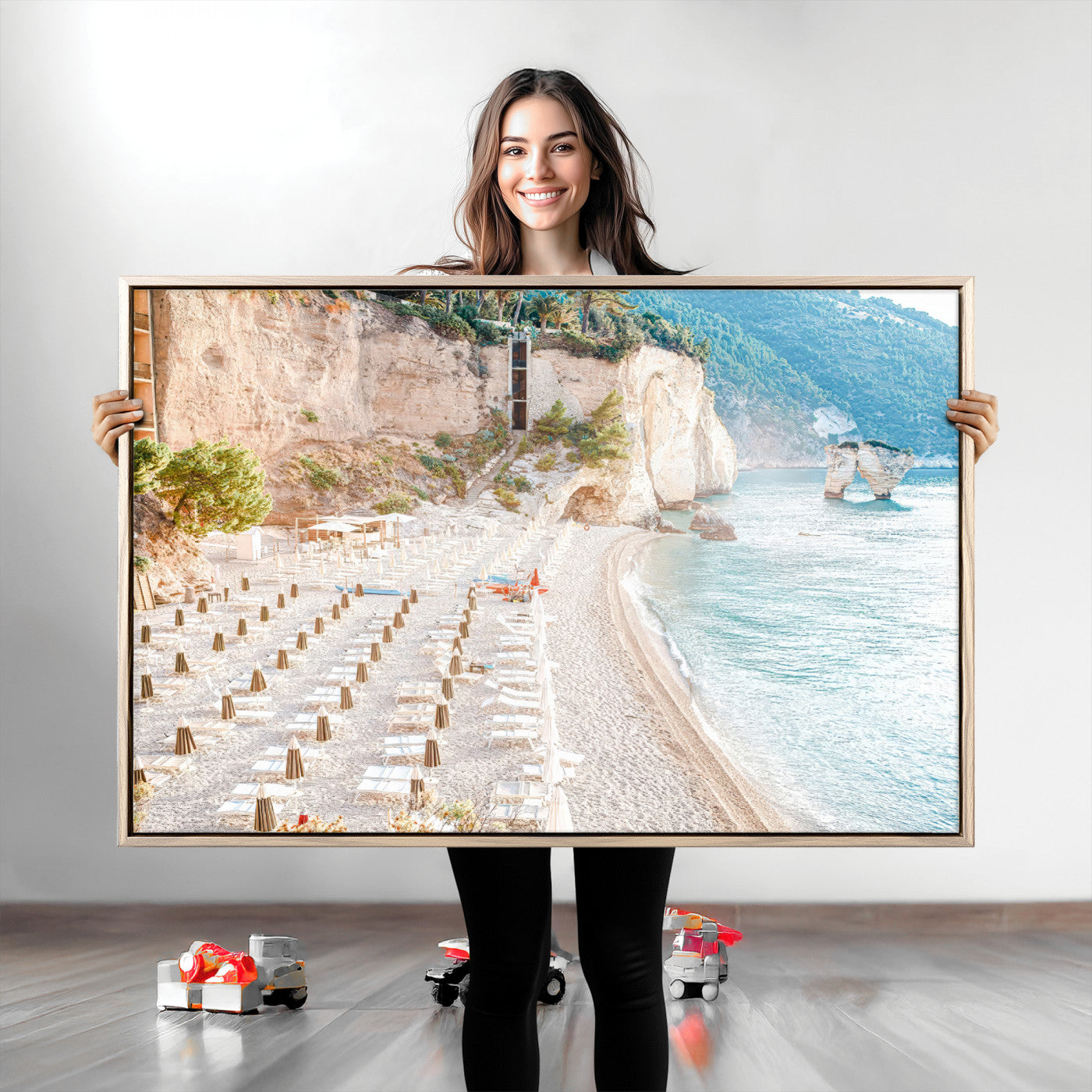 84816639-MGV-CV-36X24-Beach Wall Art Canvas Print, Framed Coastal Art Picture Print, Summer Shore Perfect Coastal Decor