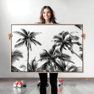 46641801-MGV-CV-40X27-Palm Wall Art Canvas Print, Framed Tropics Art Picture Print, Monochrome Perfect Minimalist Decor