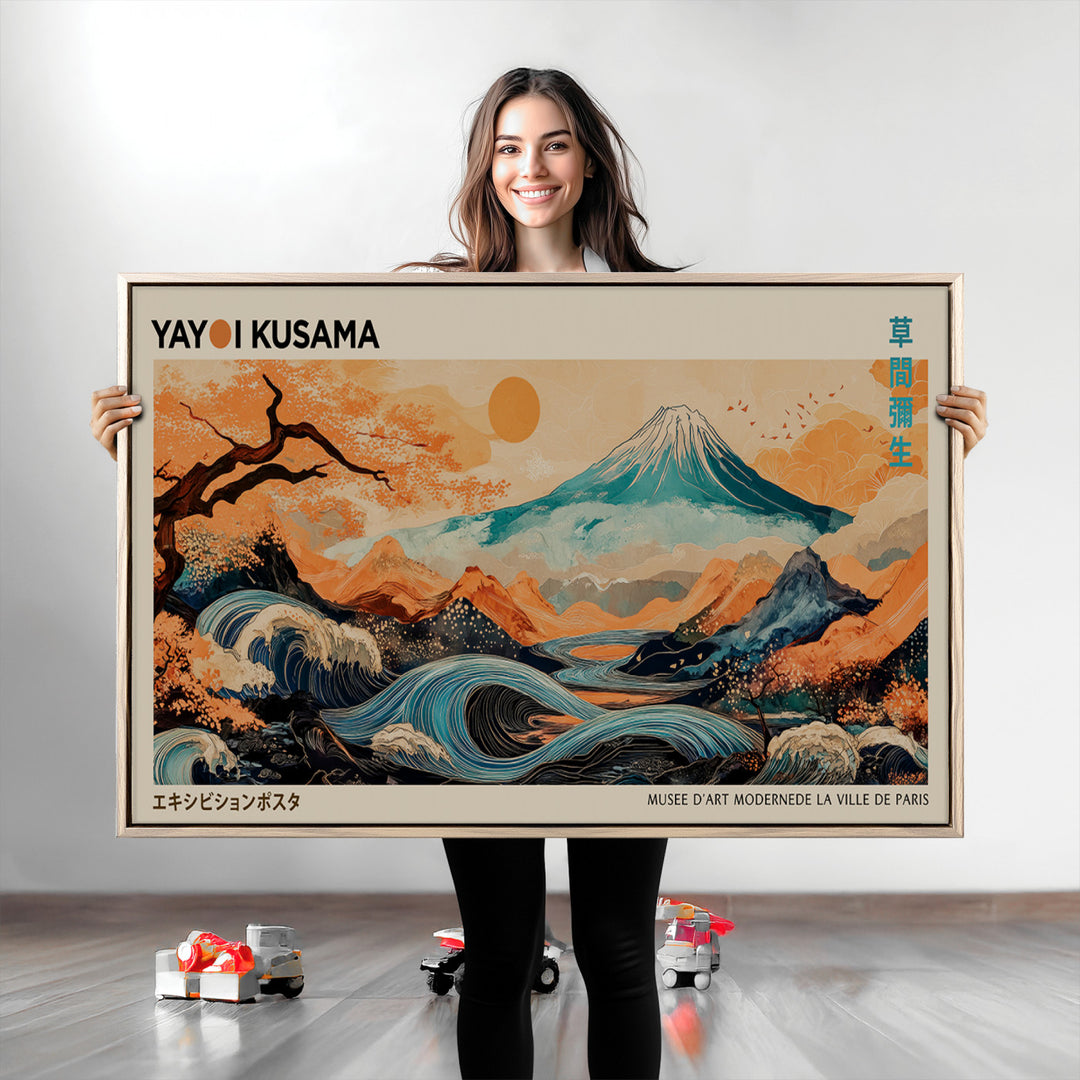 Modern Japanese Wall Art Print Yayoi Kusama Canvas Wall Art Abstract Mount Fuji Canvas Print Japanese Landscape Art Printing