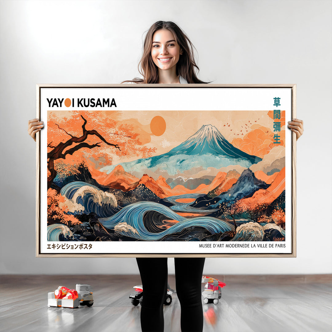 Yayoi Kusama 1986 Wall Art Print – Yayoi Kusama Wabi Sabi Japanese Wall Art Print - Vibrant Abstract Landscape Canvas – Ready-to-Hang Print