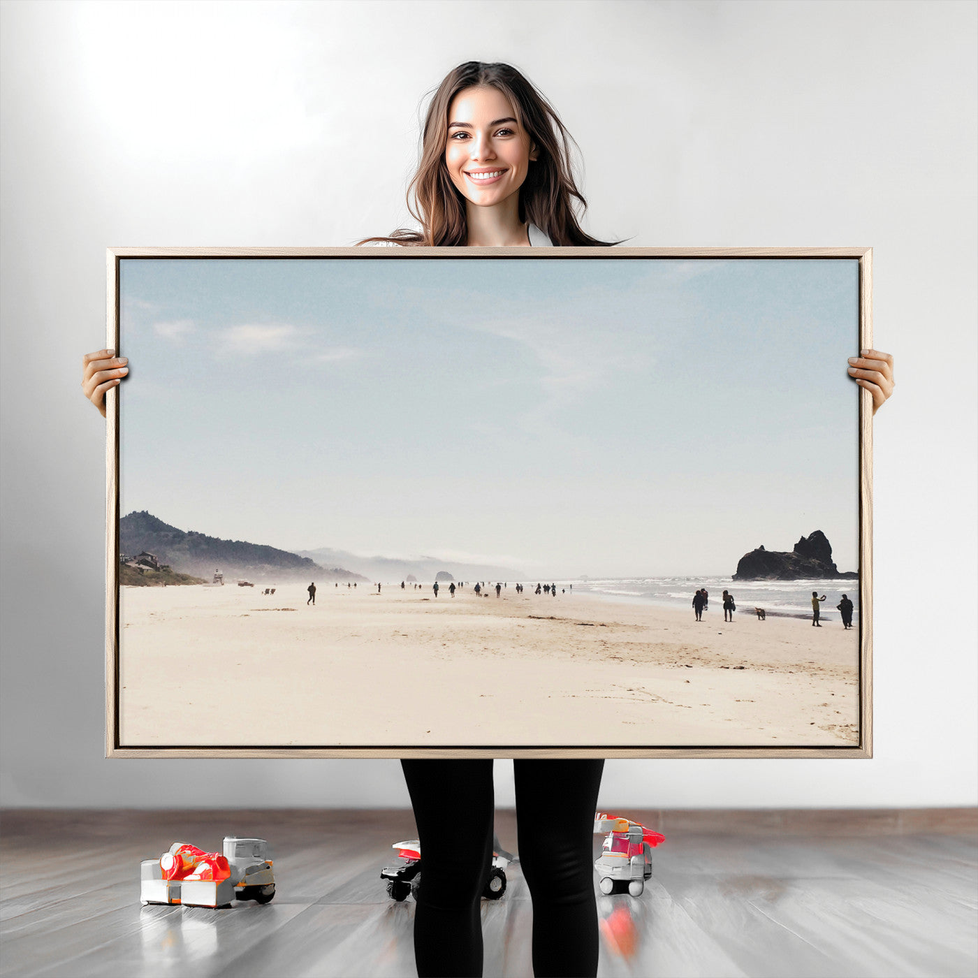 Minimalist Beach Wall Art Canvas Print, Framed Coastal Serenity Art Picture Print, Soft Sand Perfect Coastal Decor Artwork