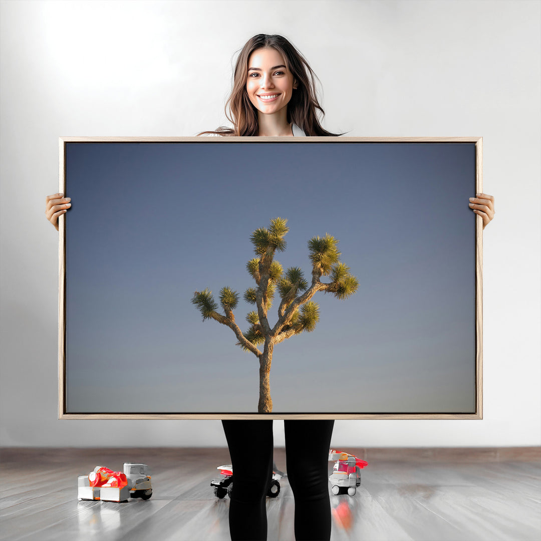 Joshua Tree Art Wall Art Canvas Print, Framed Desert Landscape Art Picture Print, Southwestern Nature Perfect Southwestern Boho Decor