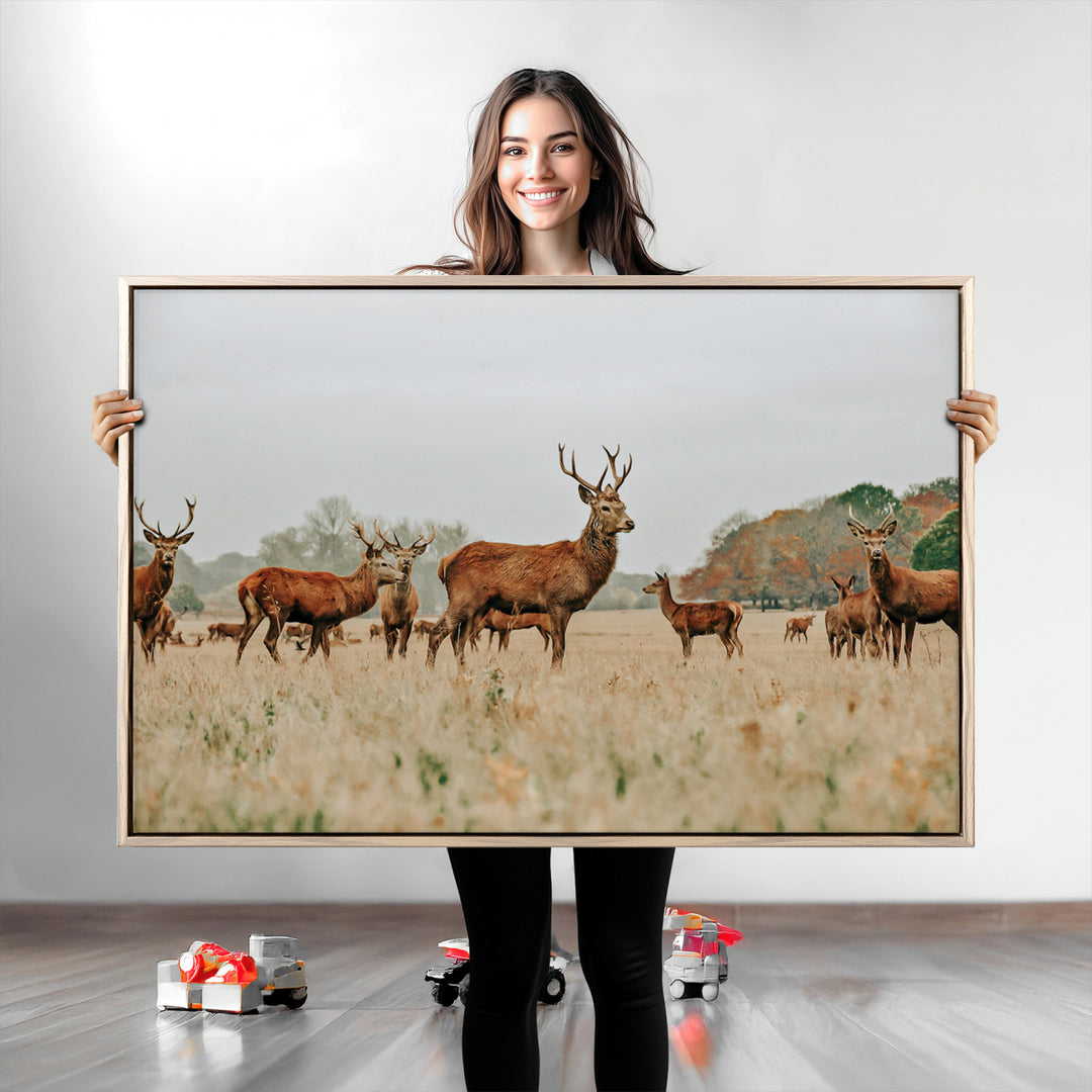 Rustic Deer Print Wall Art Canvas Print
