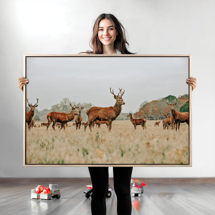 Rustic Deer Print Wall Art Canvas Print