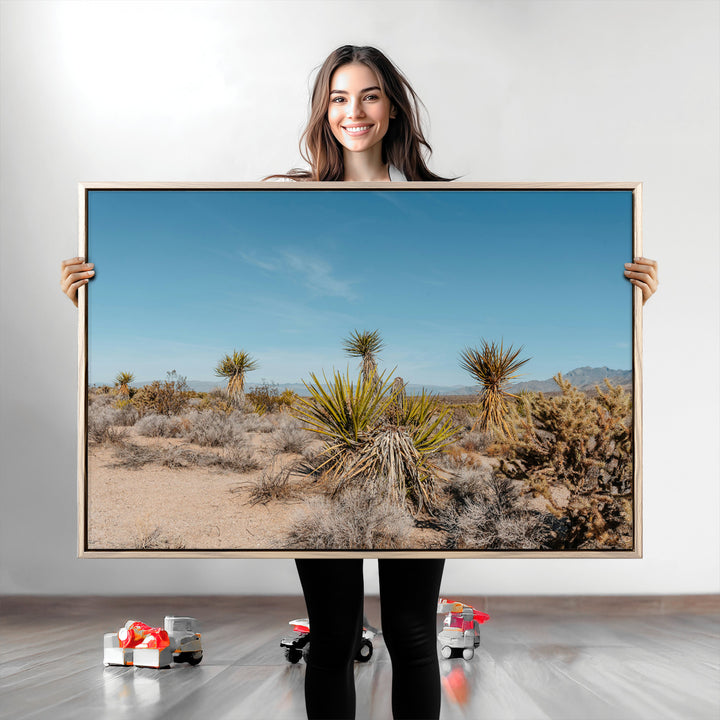 Joshua Tree Wall Art Canvas Print, Desert Landscape Print, Framed Warm Earth Tones Art Print, Large California Southwest Printing