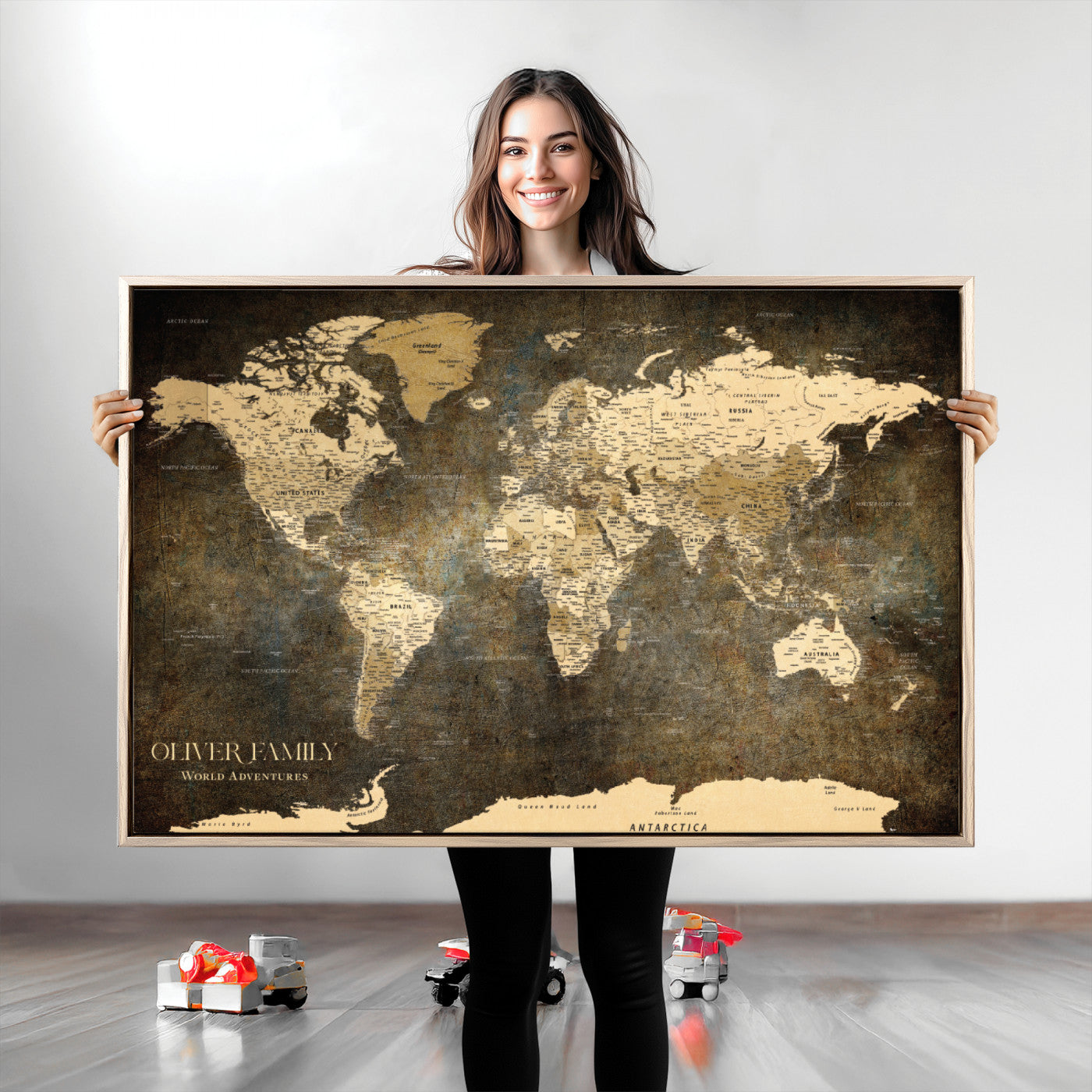 Personalized Custom Canvas Wall Art Print – Add Your Name, Date or Quote, Unique Gift for Home Decor, Wedding, Anniversary, Family Keepsake - Map - 1