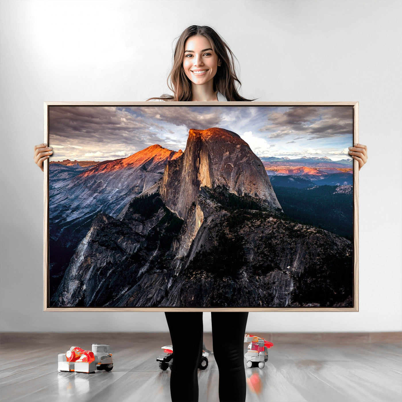20714-MGV-CV-36X24-Half Dome Wall Art Print - Yosemite Majestic Triptych Landscape Print – National Park Nature Decor for Living Room or Office – Ready to Hang