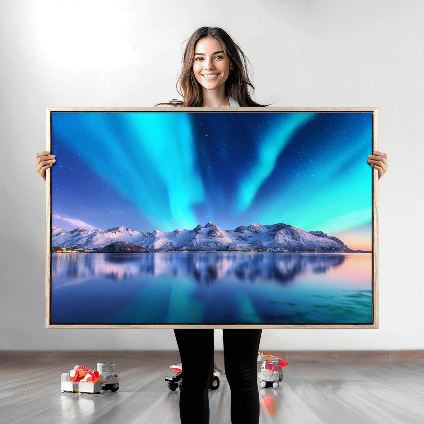 49902-MGV-CV-36X24-Northern Lights above Mountain Wall Art, Northern Lights Wall Art Canvas Print
