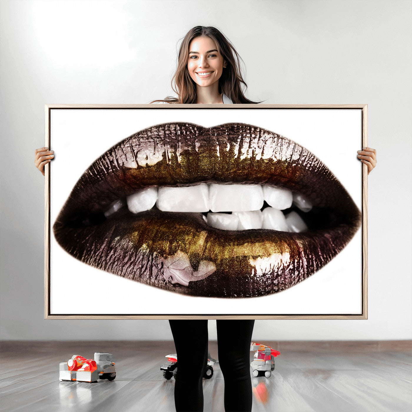 67580-MGV-CV-36X24-Close Up Lips Wall Art Canvas Print