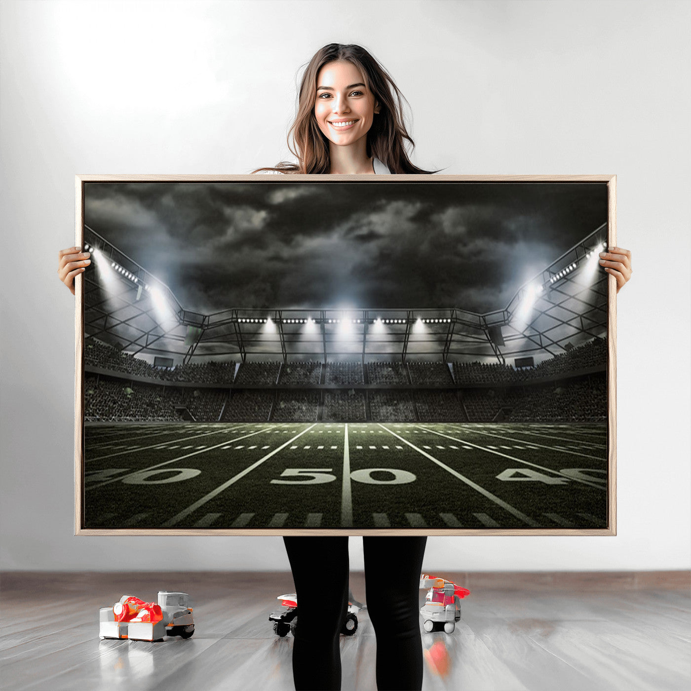 90107-MGV-CV-36X24-American Football Stadium Wall Art Canvas Print, Stadium Sport Wall Art Print