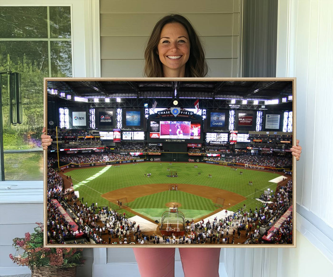 The Arizona Diamondbacks Canvas Print of Chase Field is a meaningful piece of wall art for any sports fan.