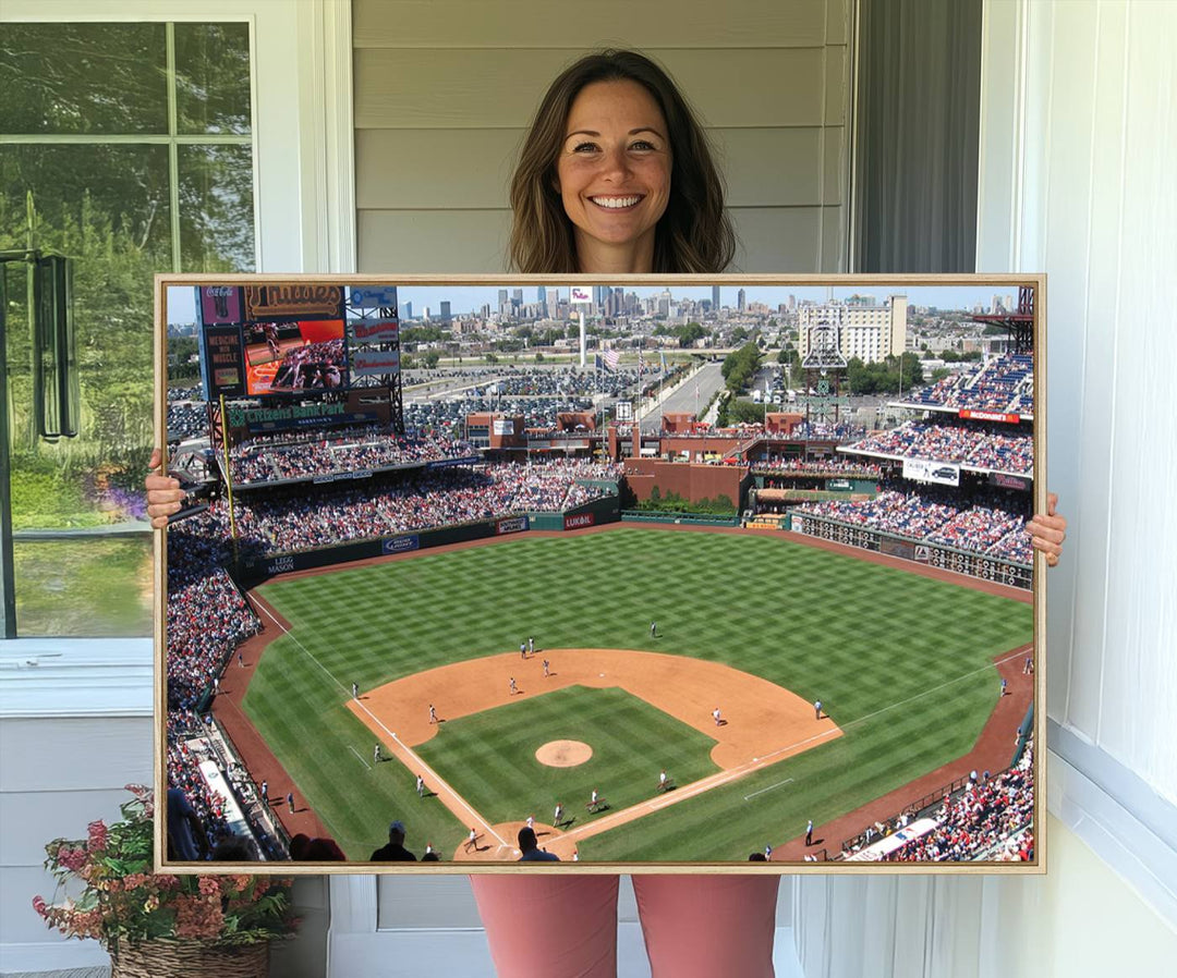 View of a Phillies game at Citizens Bank Park captured as premium wall art canvas.