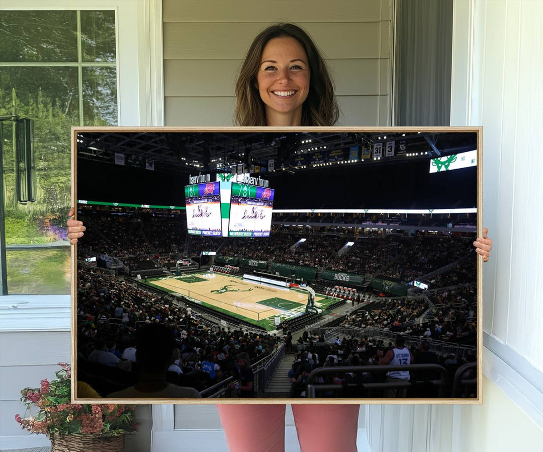 Basketball at Fiserv Forum with Milwaukee Bucks Wall Art.