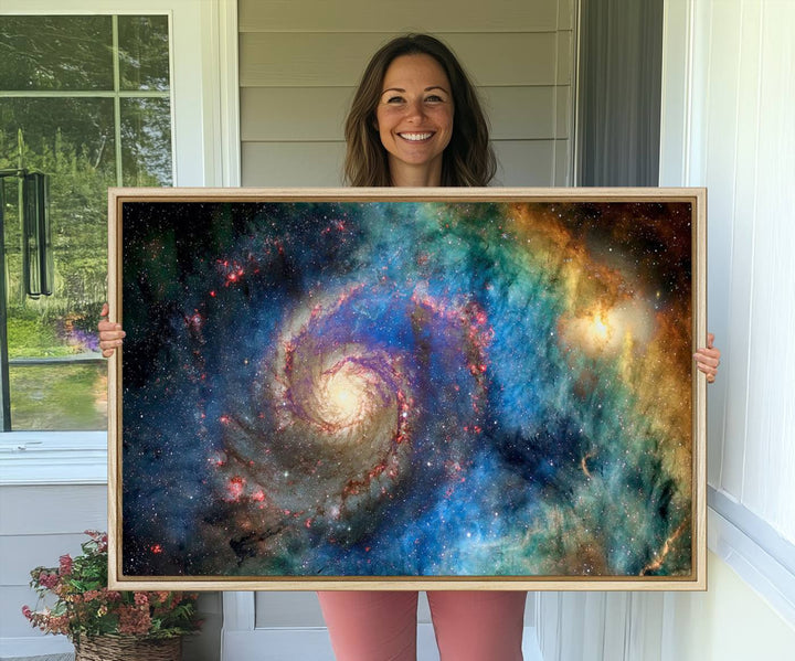 A Spiral Galaxy Wall Art Canvas Print hangs prominently.