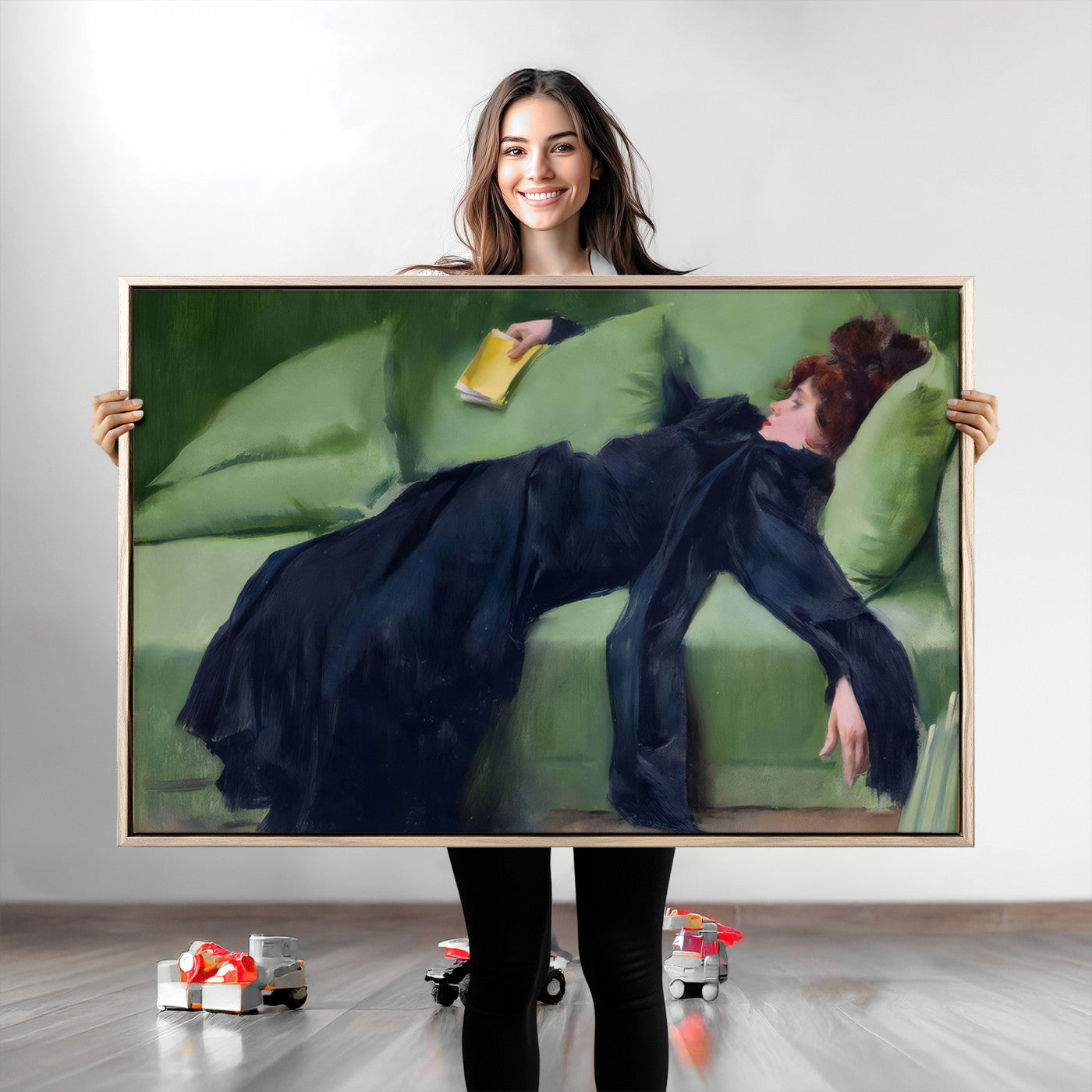 17725-MGV-CV-30X20-Decadent Girl by Ramon Casas Wall Art Canvas Print, Framed Decadent Girl Canvas Print