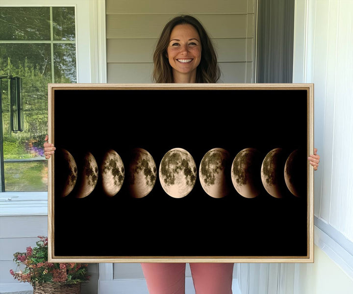 Phases of the Moon canvas print, ideal for lunar sequence decor.