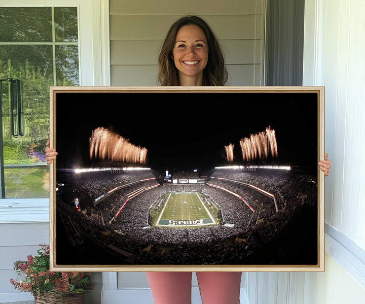 Eagles Field Stadium Wall Art features a depiction of Lincoln Financial Field fireworks.