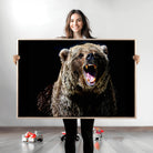 17625-MGV-CV-36X24-Grizzly Bear Canvas Print | Wildlife Wall Art for Cabin Decor | Ready to Hang Framed