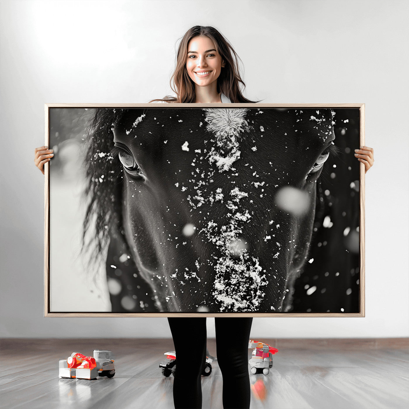 Winter Horse Snow Wall Art Canvas Print