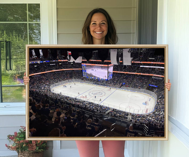 A wall art canvas of Amalie Arena, capturing NHL hockey in Florida.