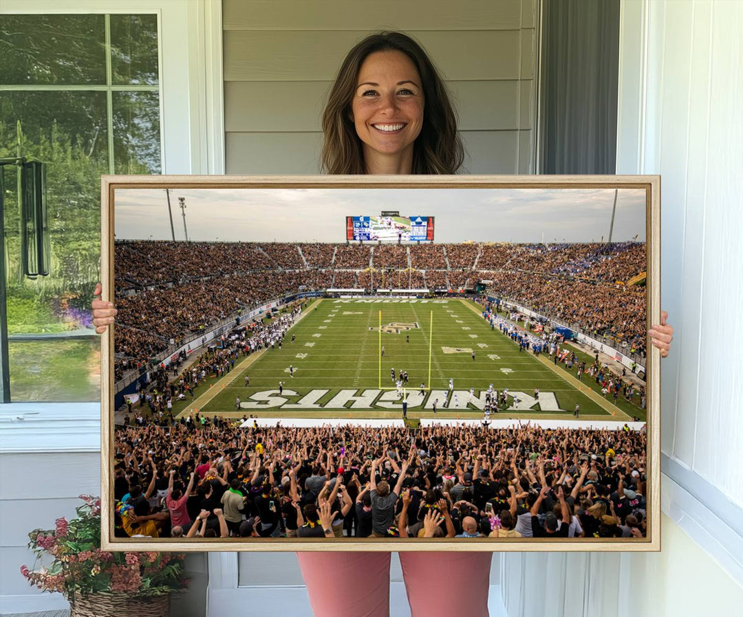 Gallery-quality wall art of the UCF Knights at Orlando FBC Mortgage Stadium, capturing a packed stadium and vibrant field.