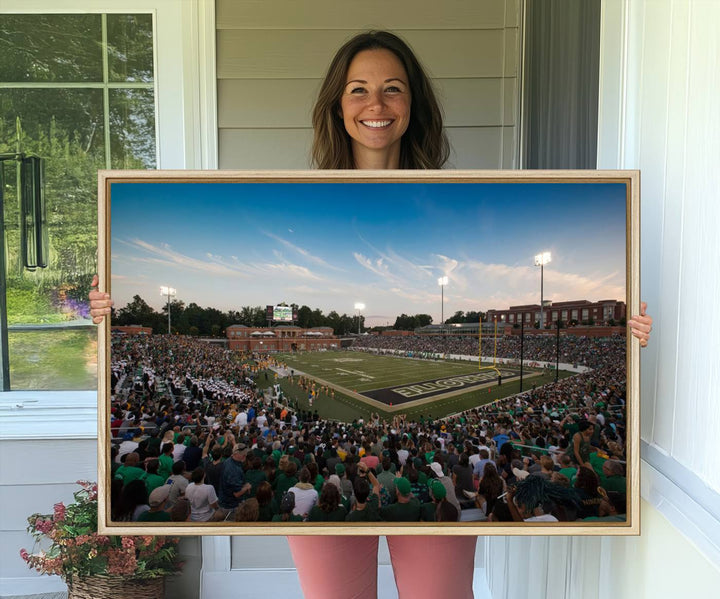 Wall art: University of Charlotte 49ers Football Team at Jerry Richardson Stadium.