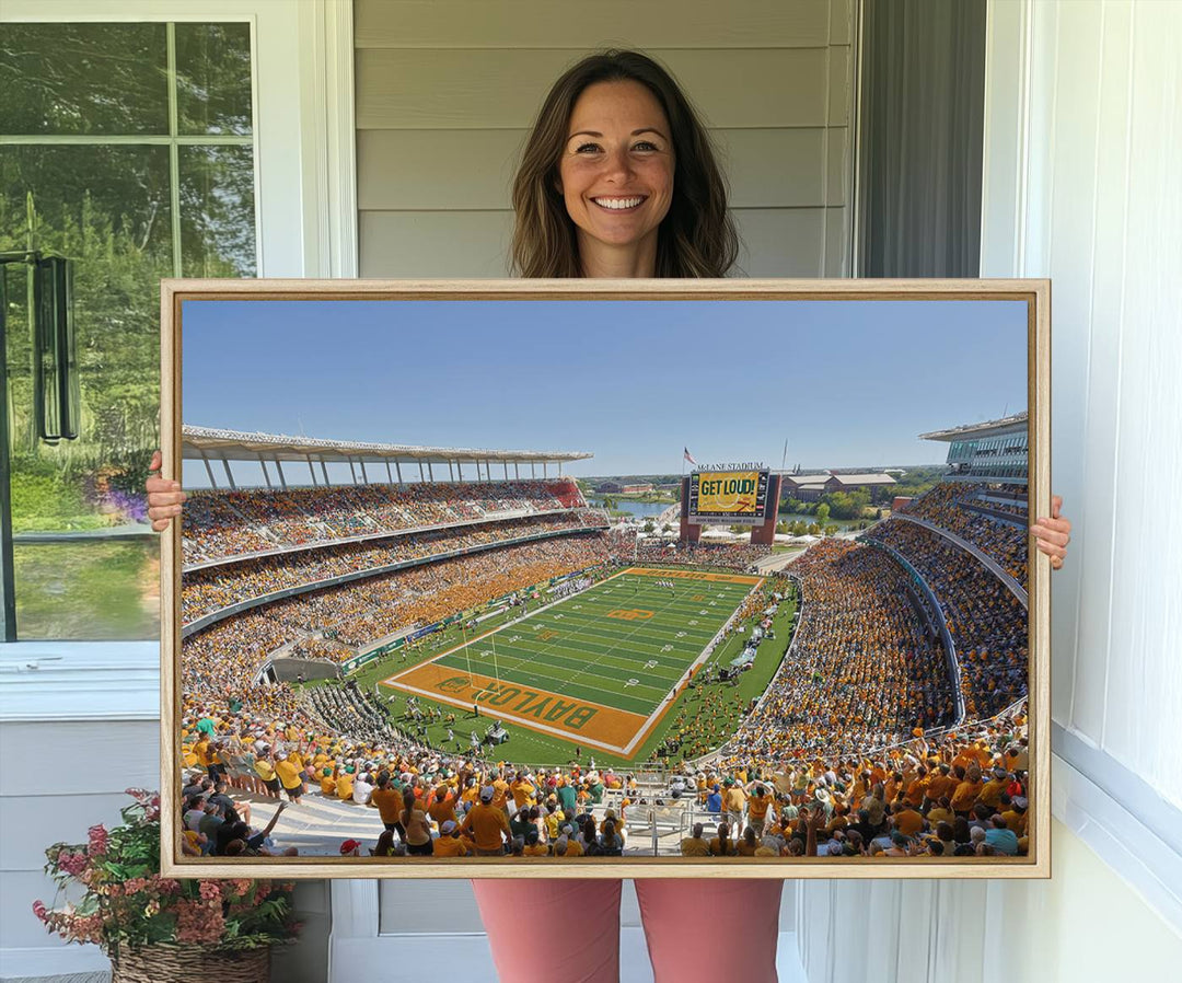 A high-res canvas captures a panoramic view of Waco McLane Stadium.