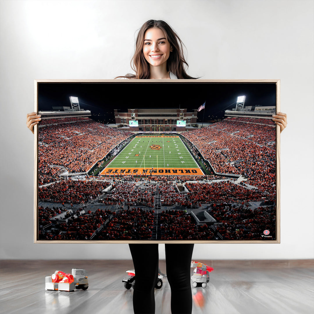 Oklahoma State Cowboys Canvas Print, Football Team Print - Stillwater Boone Pickens Stadium Wall Art Canvas Print