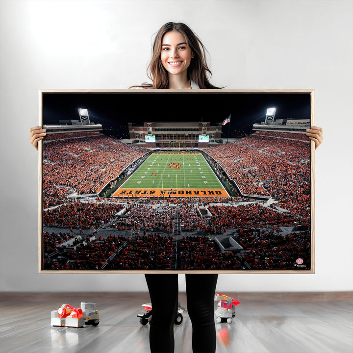 Oklahoma State Cowboys Canvas Print, Football Team Print - Stillwater Boone Pickens Stadium Wall Art Canvas Print