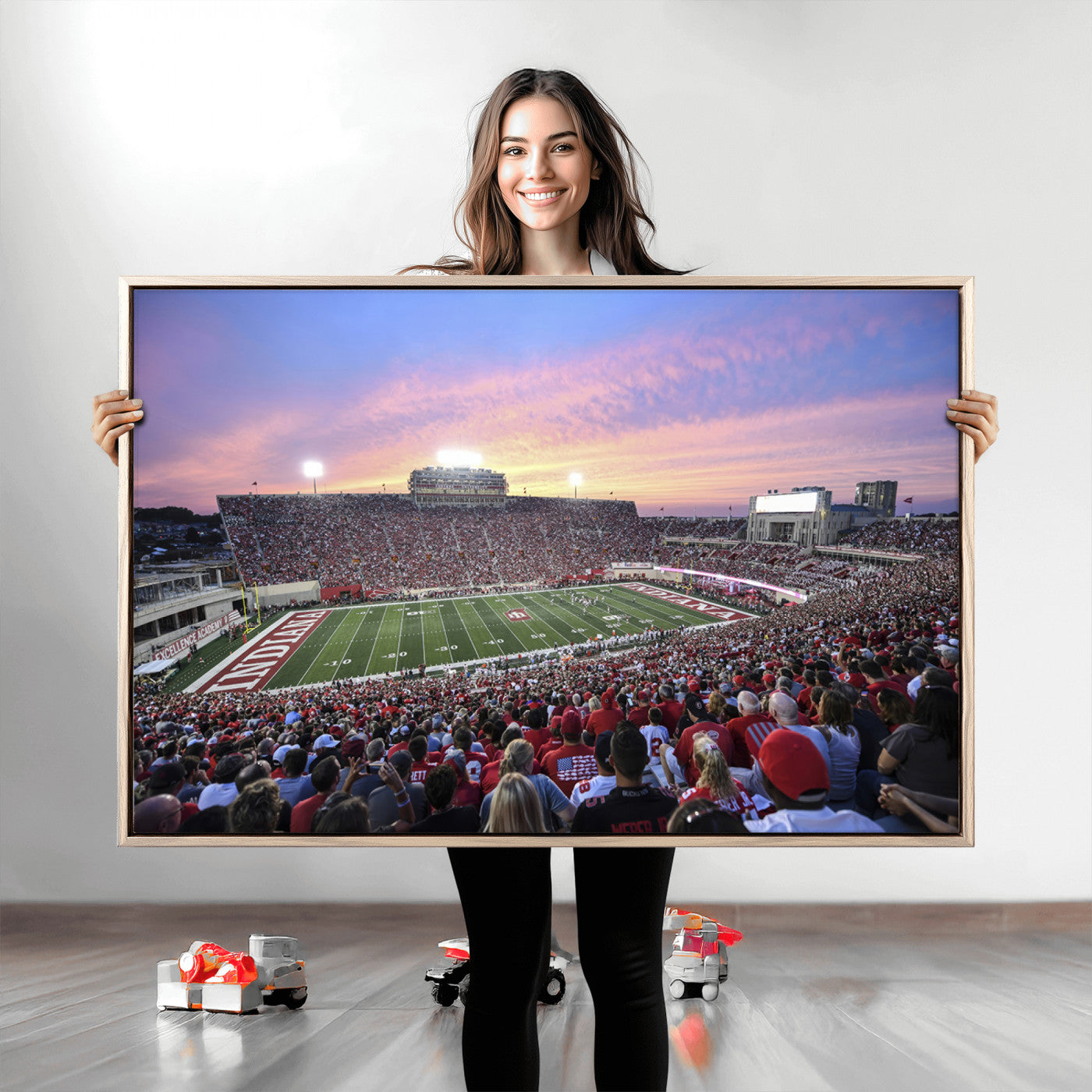 13046-MGV-CV-36X24-Indiana University Hoosiers Football Team Print - Bloomington Memorial Stadium Wall Art Canvas Print