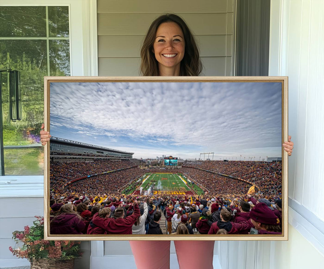 The University of Minnesotas Huntington Bank Stadium features vibrant wall art.