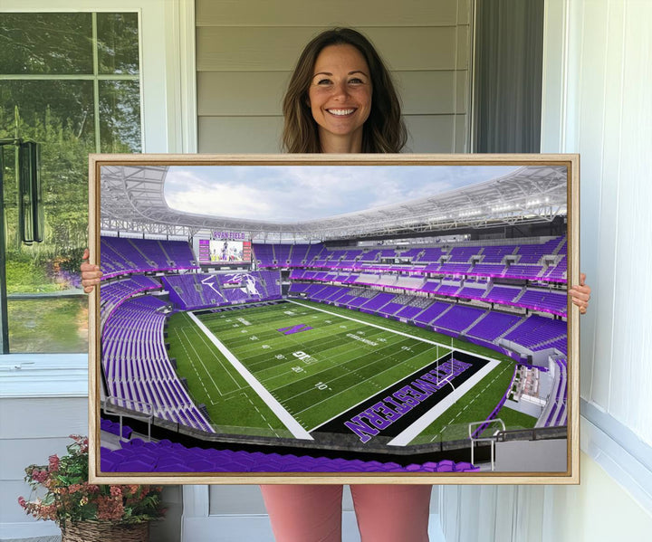 Ryan Field: Northwestern Wildcats Football premium canvas wall art.