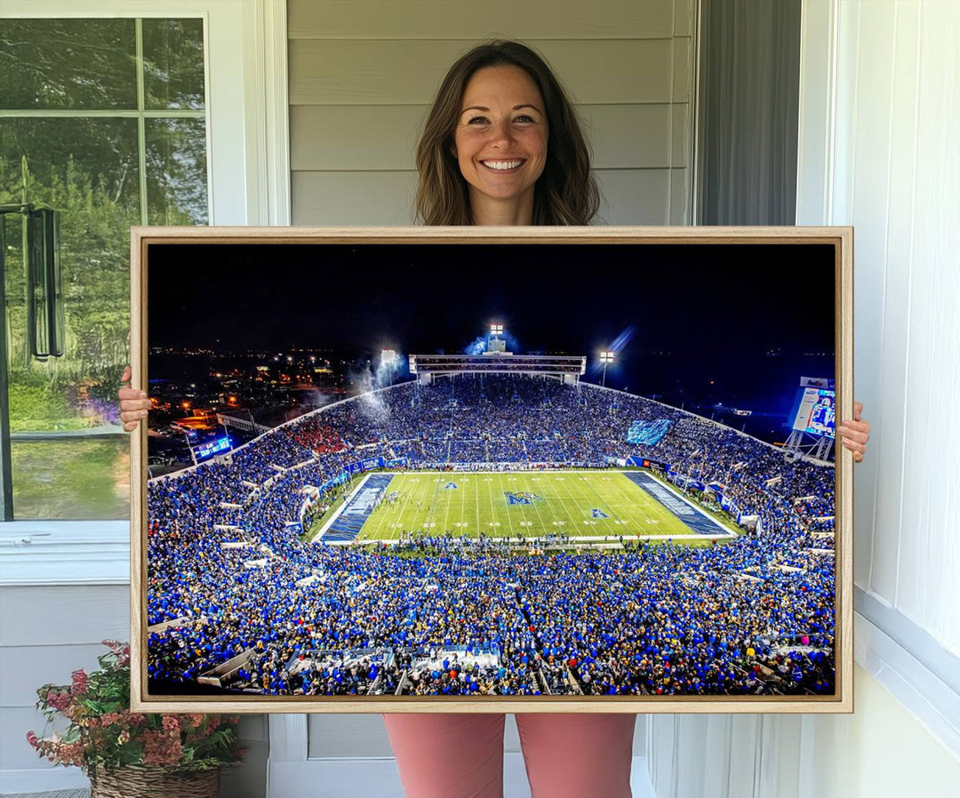 The University of Memphis Tigers Football Team Wall Art Canvas Print shines brightly.