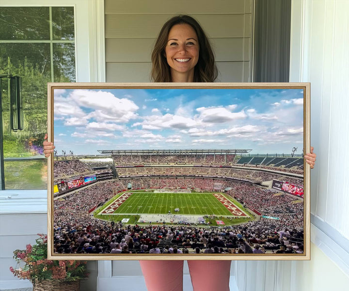 The Temple University Owls Athletics canvas print of a game at Lincoln Financial Field.