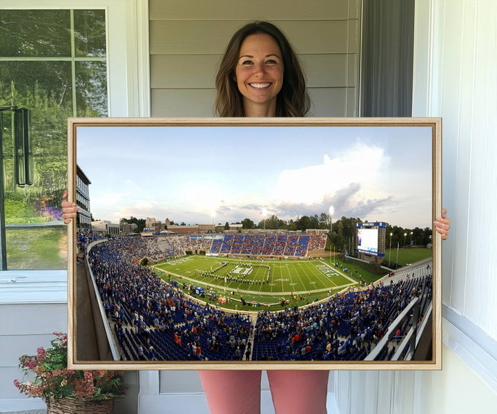 Wallace Wade Stadium print featuring a green field and sky.