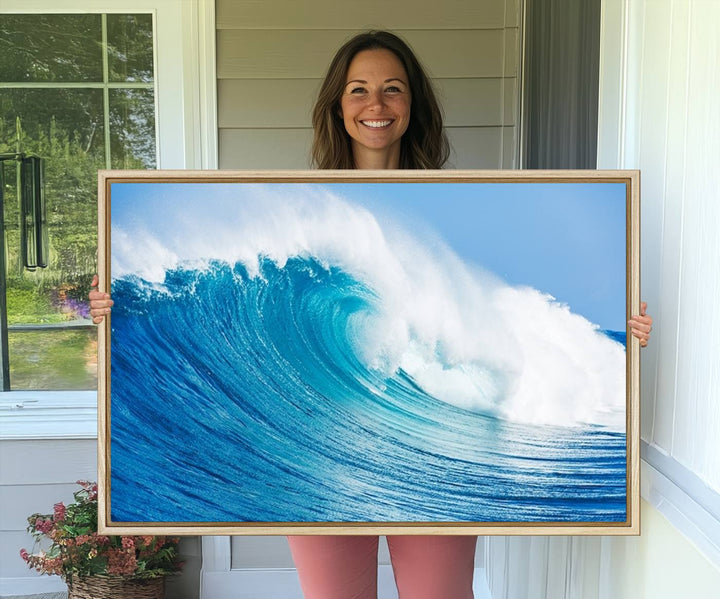 Ocean Wave Canvas Wall Art Print.