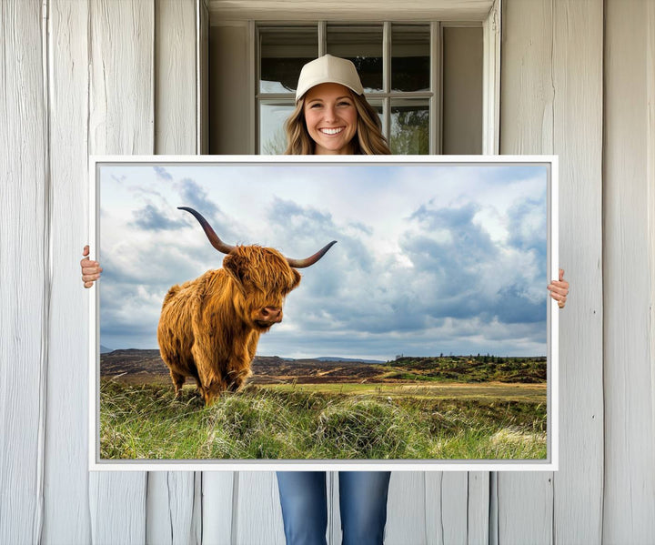 Highland Cattle Canvas Print: A minimalistic touch for any setting.